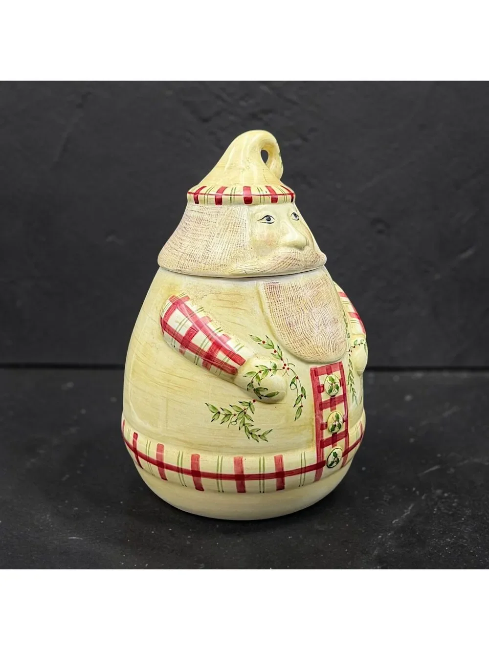 Large Vtg Laurie Gates Los Angeles Pottery Santa Cookie Jar Christmas Canister